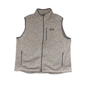 LL BEAN Sweater Fleece Vest XXL Reg Slightly Fitted Light Gray Full Zip